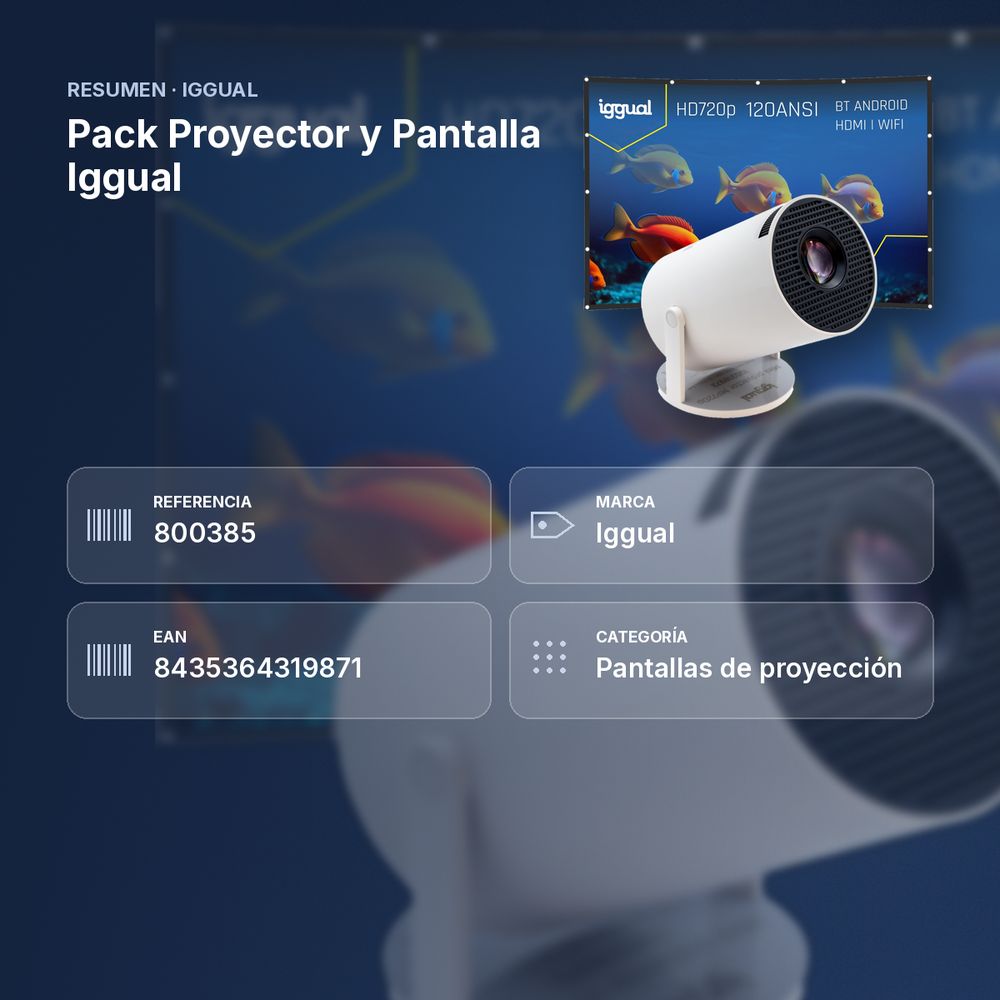 PACK PROYECTOR Y PANTALLA IGGUAL - resumen de atributos