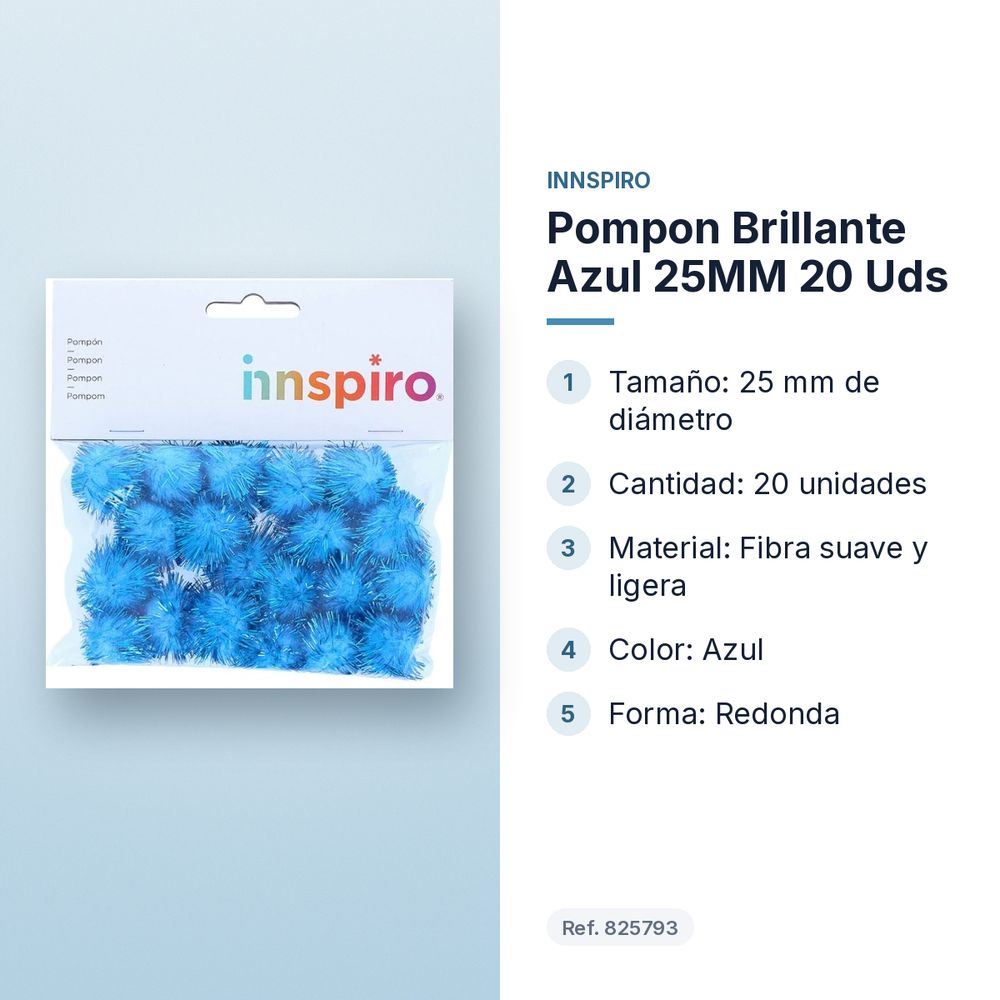 POMPON BRILLANTE AZUL 25MM 20 UDS - características principales