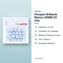 POMPON BRILLANTE BLANCO 25MM 20 UDS - características principales