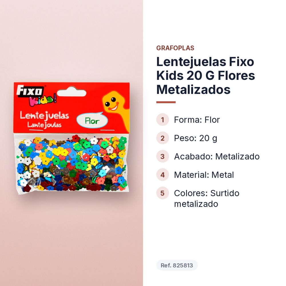LENTEJUELAS FIXO KIDS 20 G FLORES METALIZADOS - características principales