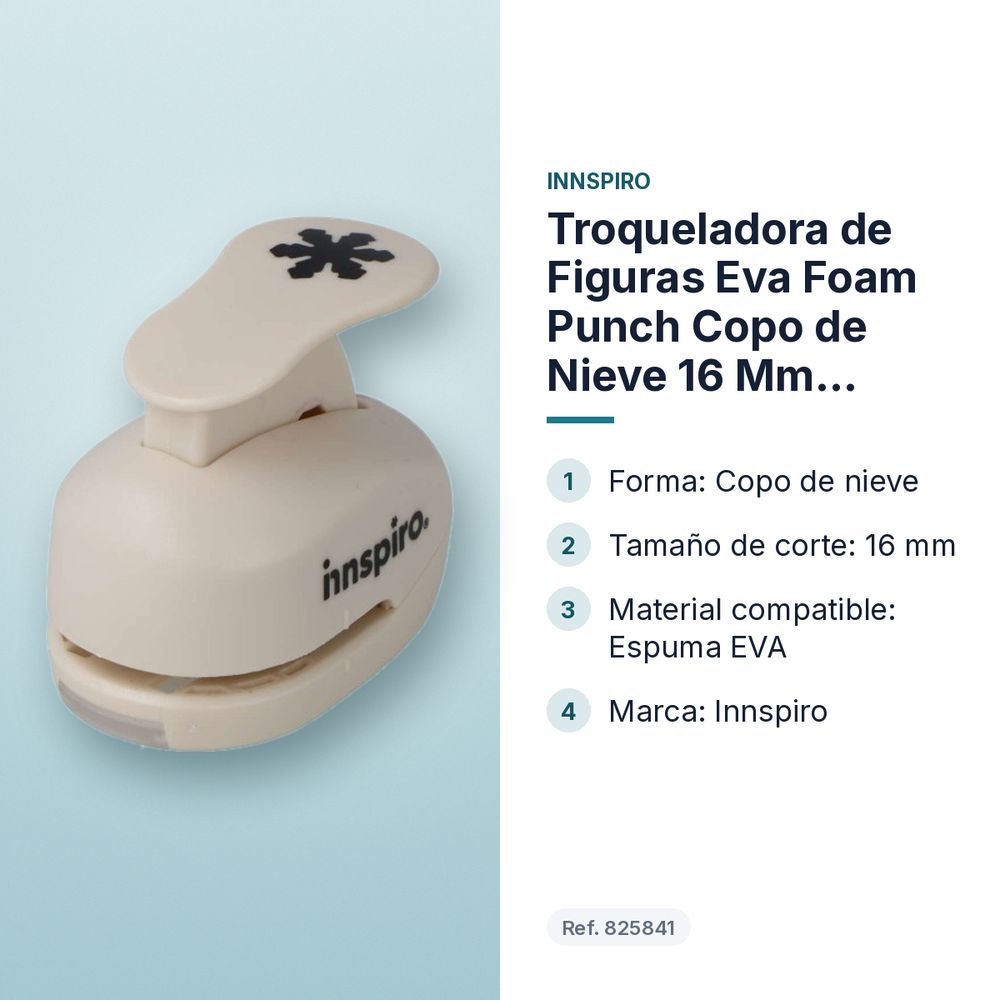 TROQUELADORA DE FIGURAS EVA FOAM PUNCH COPO DE NIEVE 16 MM INNSPIRO - características principales