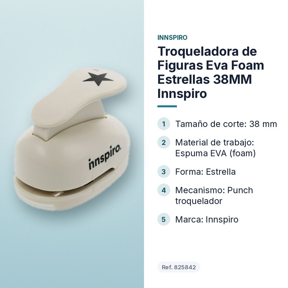 TROQUELADORA DE FIGURAS EVA FOAM ESTRELLAS 38MM INNSPIRO - características principales