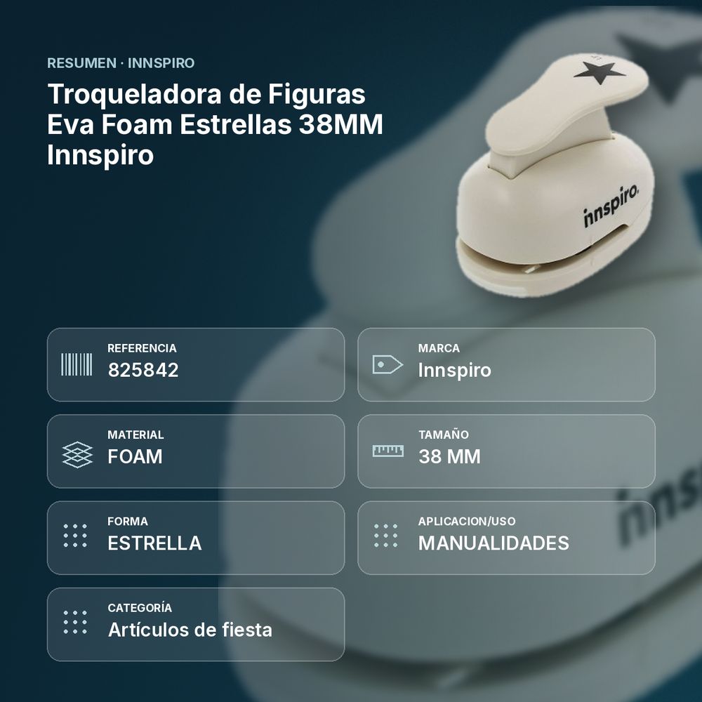 TROQUELADORA DE FIGURAS EVA FOAM ESTRELLAS 38MM INNSPIRO - resumen de atributos