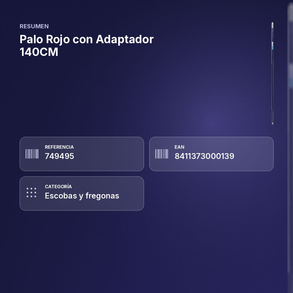 PALO ROJO CON ADAPTADOR 140CM - resumen de atributos