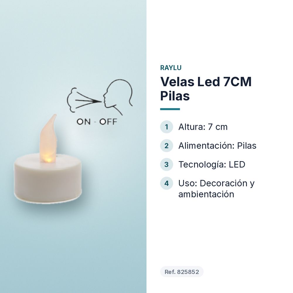 VELAS LED 7CM PILAS - características principales