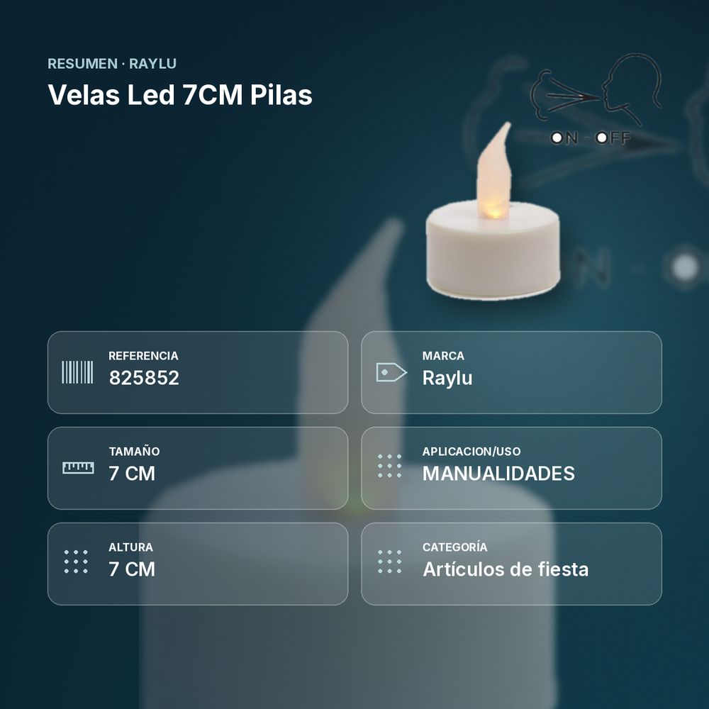 VELAS LED 7CM PILAS - resumen de atributos