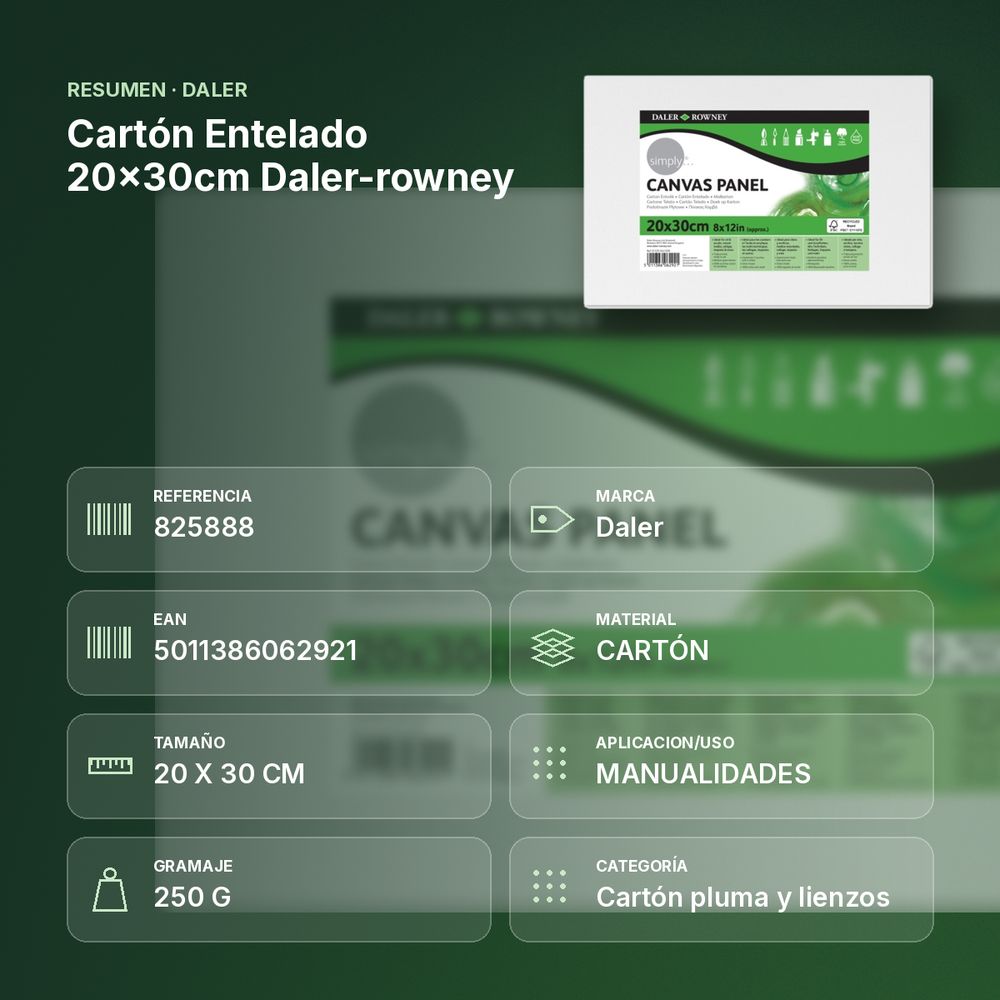 CARTÓN ENTELADO 20×30CM DALER-ROWNEY - resumen de atributos