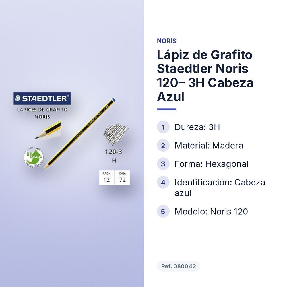 LÁPIZ DE GRAFITO STAEDTLER NORIS 120– 3H CABEZA  AZUL - características principales