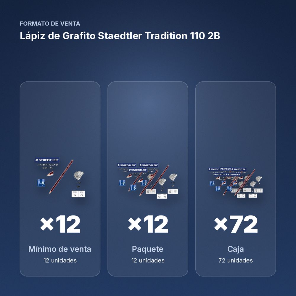 LÁPIZ DE GRAFITO STAEDTLER TRADITION 110 2B  - formato de venta: paquete de 12, caja de 72