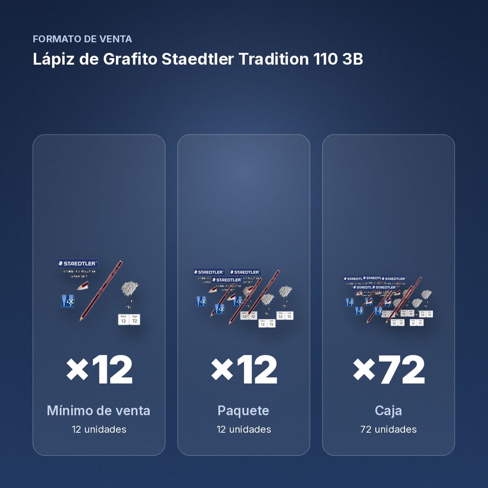 LÁPIZ DE GRAFITO STAEDTLER TRADITION 110 3B  - formato de venta: paquete de 12, caja de 72
