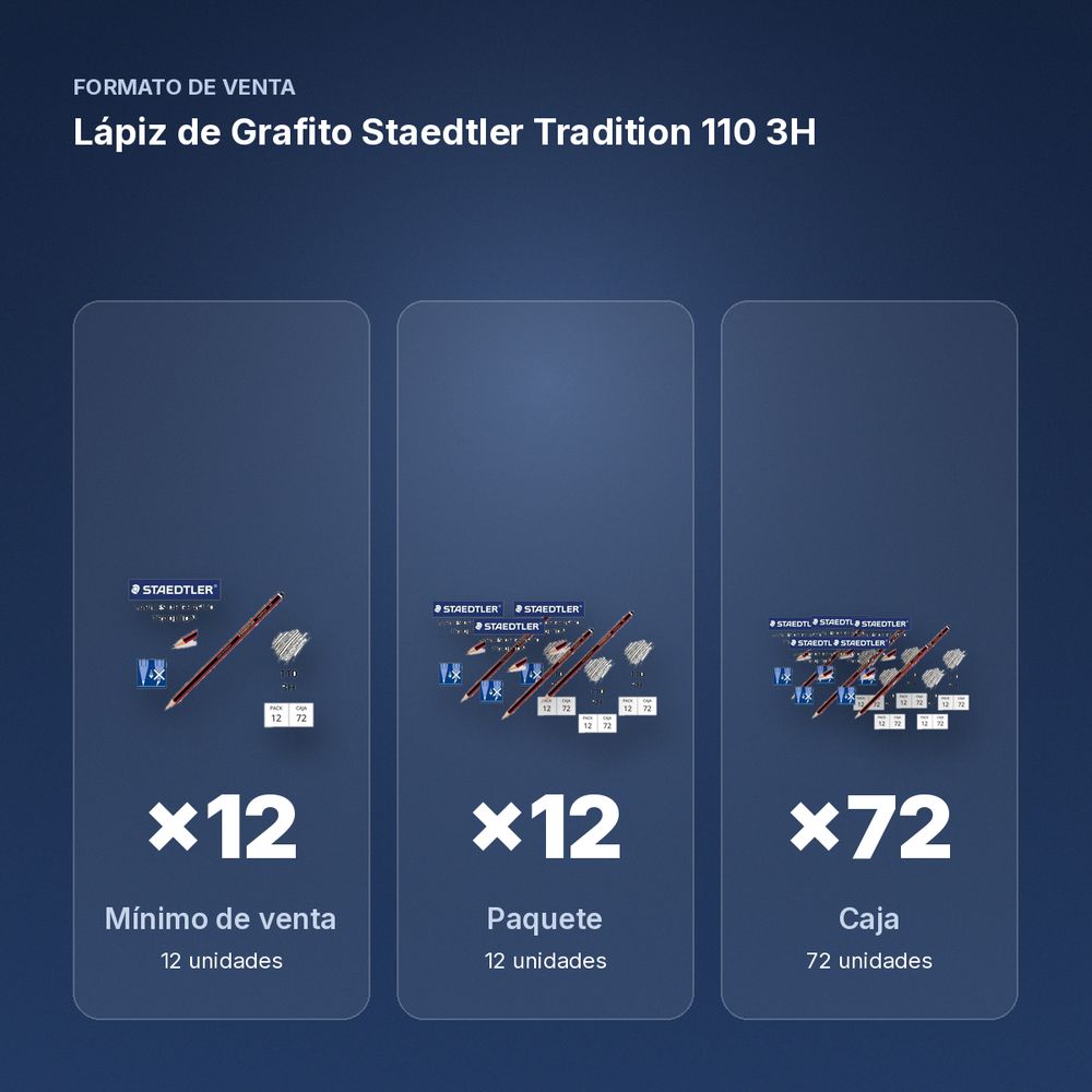 LÁPIZ DE GRAFITO STAEDTLER TRADITION 110 3H  - formato de venta: paquete de 12, caja de 72