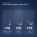 LÁPIZ DE GRAFITO STAEDTLER TRADITION 110 3H  - formato de venta: paquete de 12, caja de 72