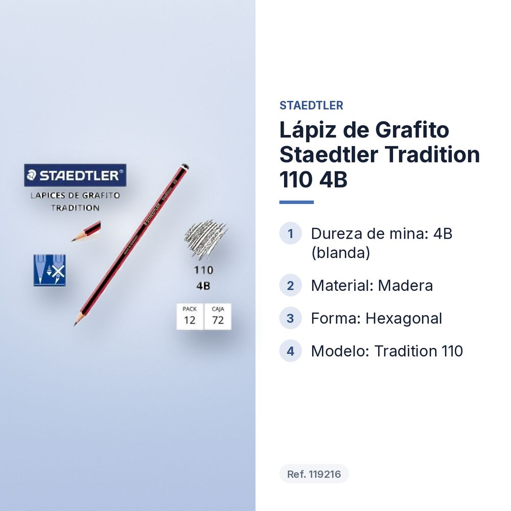 LÁPIZ DE GRAFITO STAEDTLER TRADITION 110 4B  - características principales