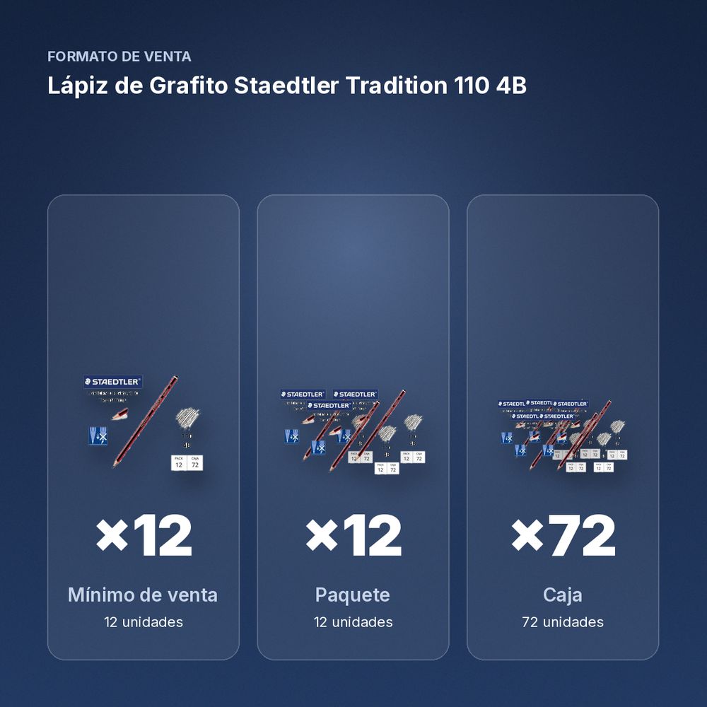LÁPIZ DE GRAFITO STAEDTLER TRADITION 110 4B  - formato de venta: paquete de 12, caja de 72