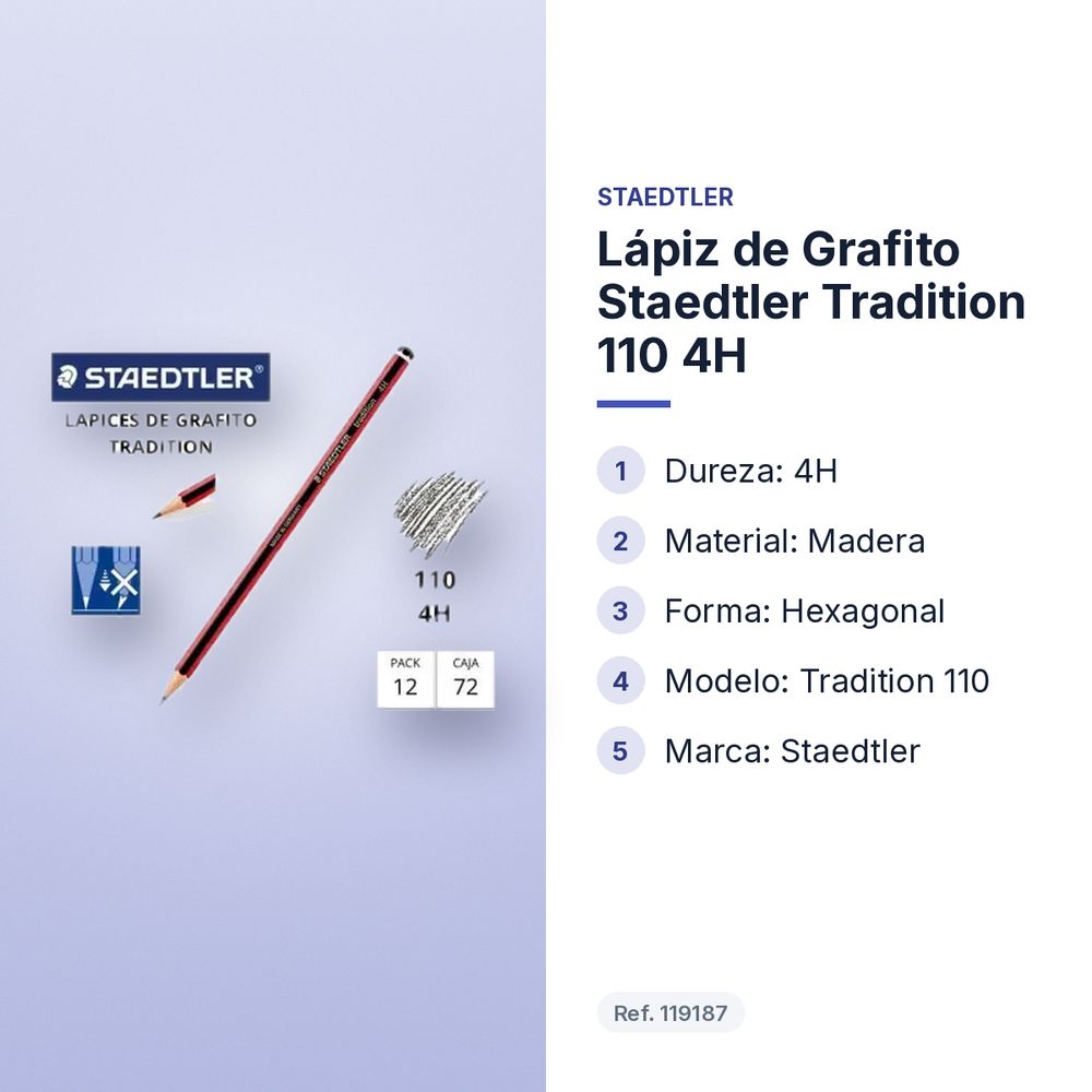 LÁPIZ DE GRAFITO STAEDTLER TRADITION 110 4H  - características principales
