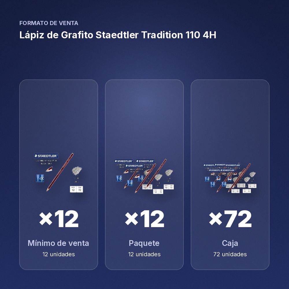 LÁPIZ DE GRAFITO STAEDTLER TRADITION 110 4H  - formato de venta: paquete de 12, caja de 72