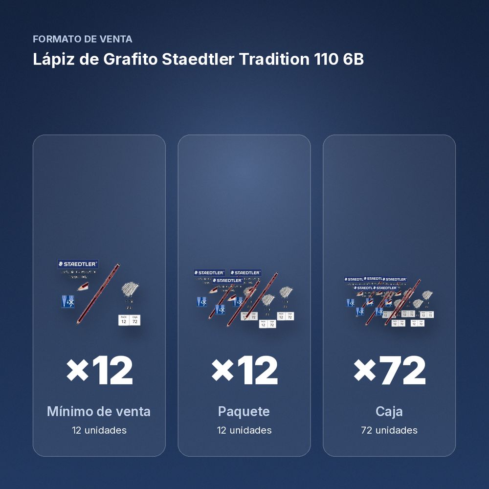 LÁPIZ DE GRAFITO STAEDTLER TRADITION 110 6B - formato de venta: paquete de 12, caja de 72