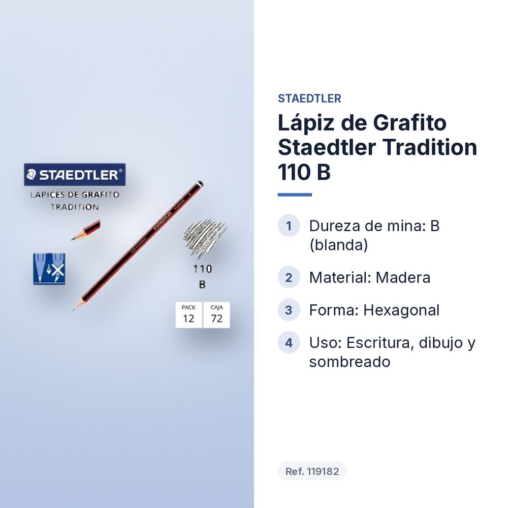 LÁPIZ DE GRAFITO STAEDTLER TRADITION 110 B  - características principales