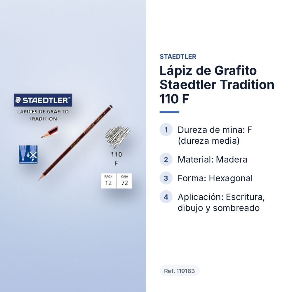 LÁPIZ DE GRAFITO STAEDTLER TRADITION 110 F  - características principales