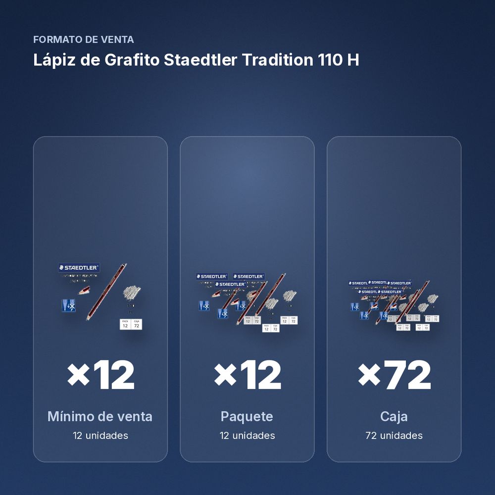 LÁPIZ DE GRAFITO STAEDTLER TRADITION 110 H  - formato de venta: paquete de 12, caja de 72