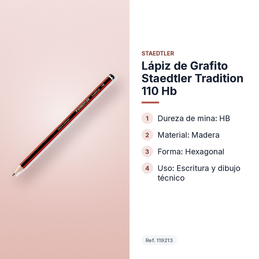 LÁPIZ DE GRAFITO STAEDTLER TRADITION 110 HB  - características principales