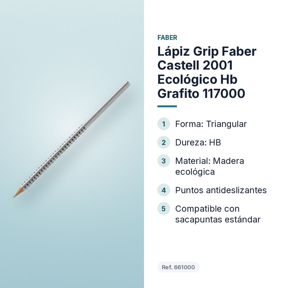 LÁPIZ GRIP FABER CASTELL 2001 ECOLÓGICO HB GRAFITO 117000  - características principales