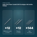 LÁPIZ GRIP FABER CASTELL 2001 ECOLÓGICO HB GRAFITO 117000  - formato de venta: paquete de 12, caja de 144
