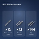 PLUMA PILOT V PEN SILVER AZUL  - formato de venta: paquete de 12, caja de 144