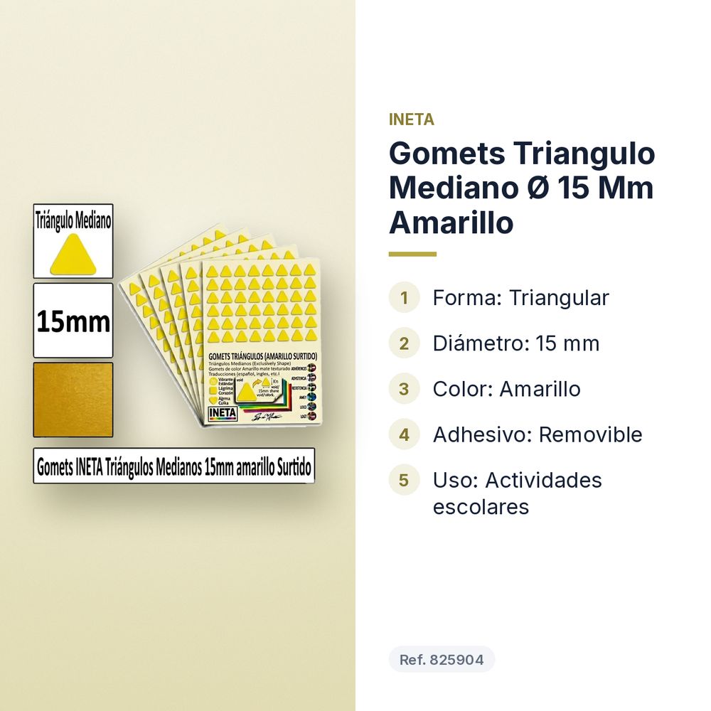 GOMETS TRIANGULO MEDIANO Ø 15 MM AMARILLO - características principales