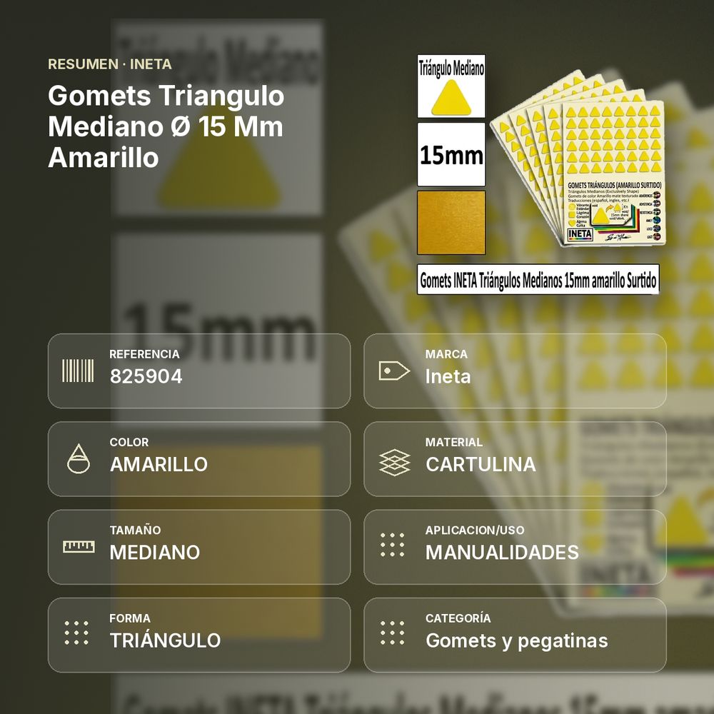 GOMETS TRIANGULO MEDIANO Ø 15 MM AMARILLO - resumen de atributos