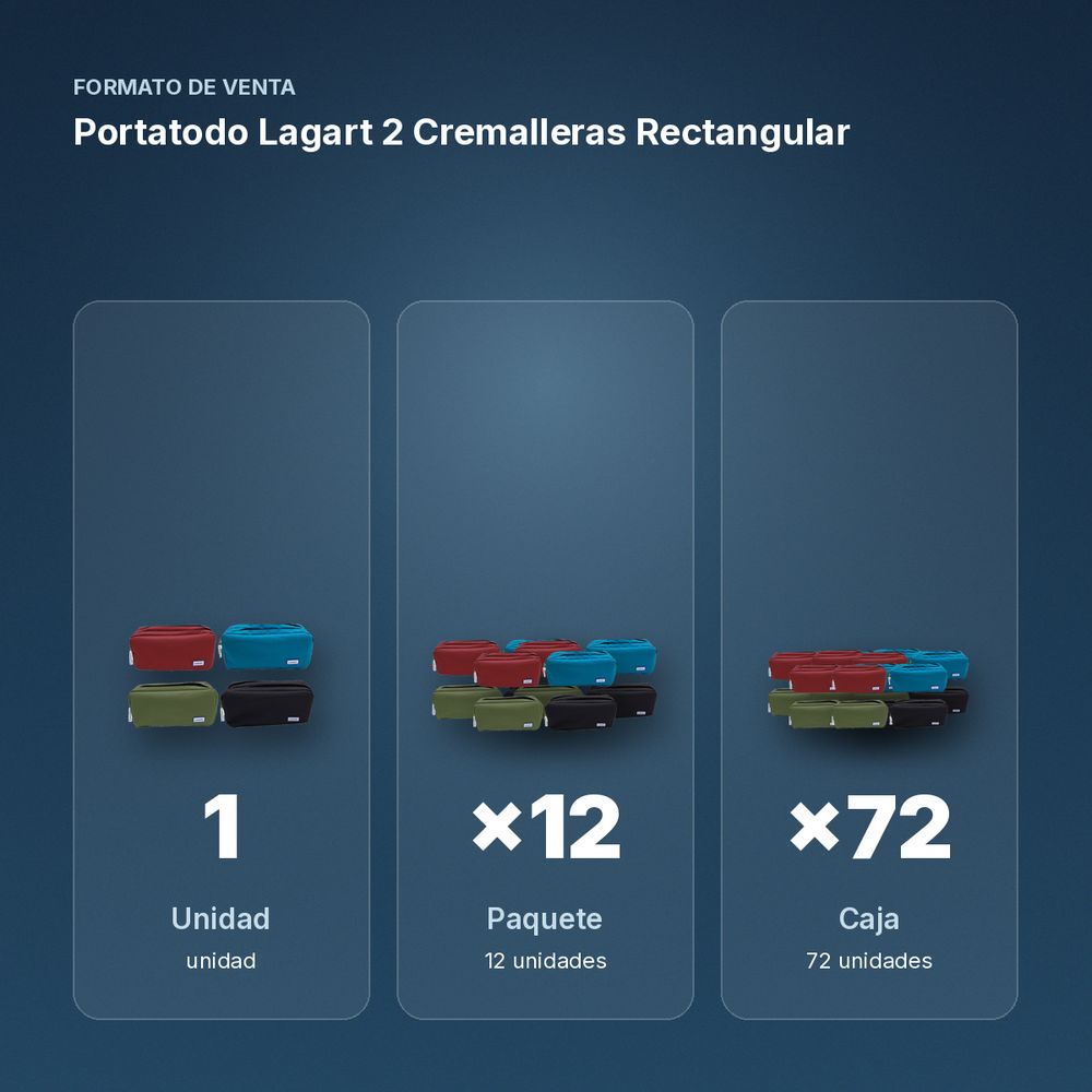 PORTATODO LAGART 2 CREMALLERAS RECTANGULAR - formato de venta: paquete de 12, caja de 72