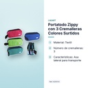 PORTATODO ZIPPY CON 3 CREMALLERAS COLORES SURTIDOS - características principales
