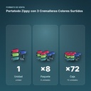 PORTATODO ZIPPY CON 3 CREMALLERAS COLORES SURTIDOS - formato de venta: paquete de 8, caja de 72