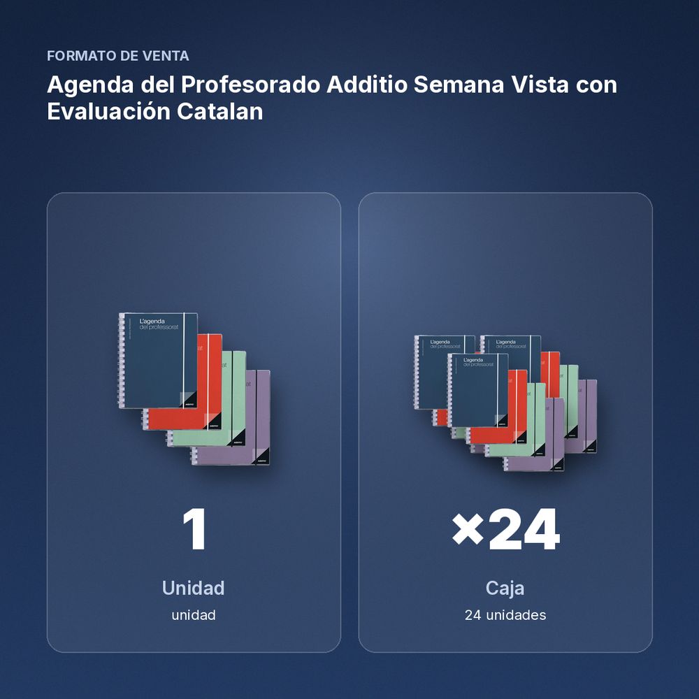 AGENDA DEL PROFESORADO ADDITIO SEMANA VISTA CON EVALUACIÓN CATALAN - formato de venta: caja de 24