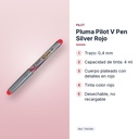 PLUMA PILOT V PEN SILVER ROJO - características principales