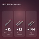 PLUMA PILOT V PEN SILVER ROJO - formato de venta: paquete de 12, caja de 144