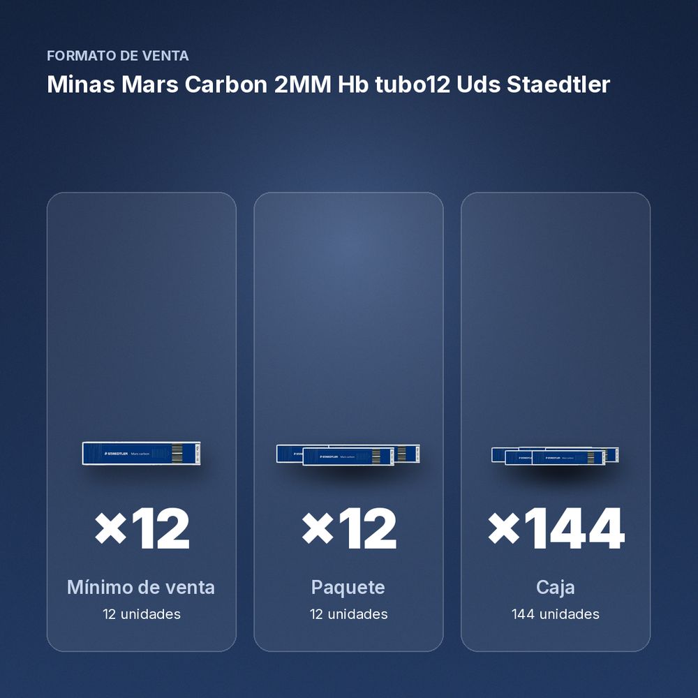 MINAS MARS CARBON 2MM HB TUBO12 UDS STAEDTLER - formato de venta: paquete de 12, caja de 144