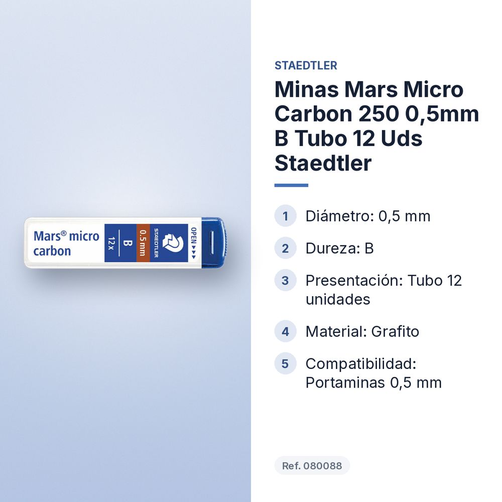 MINAS MARS MICRO CARBON 250 0,5MM B TUBO 12 UDS STAEDTLER - características principales