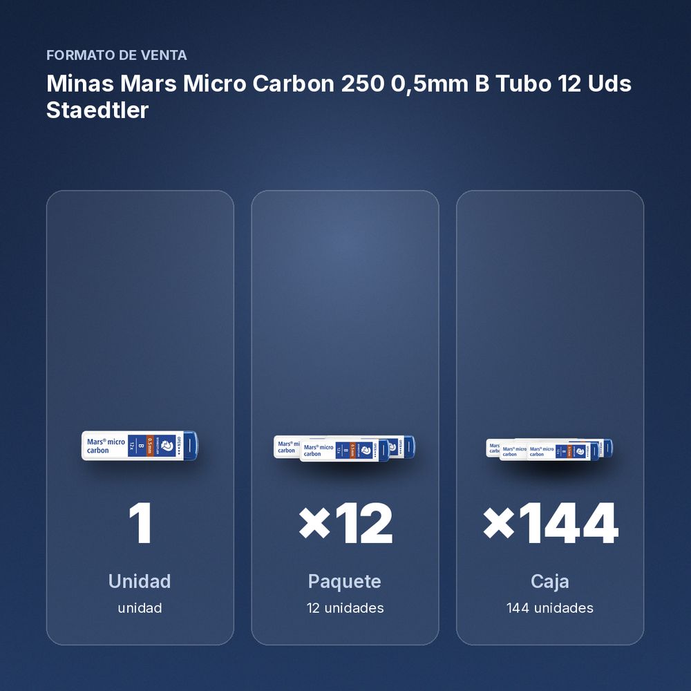 MINAS MARS MICRO CARBON 250 0,5MM B TUBO 12 UDS STAEDTLER - formato de venta: paquete de 12, caja de 144