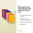 BLOC ESPIRAL FOLIO TAPA EXTRADURA 80 HOJAS 90 GRAMOS LISO - características principales