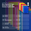 BLOC ESPIRAL A5 TAPA BASICA 80 HOJAS 60 GRAMOS CUADRO 4MM - resumen de atributos