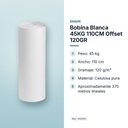 BOBINA BLANCA 45KG 110CM OFFSET 120GR - características principales
