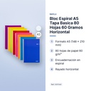 BLOC ESPIRAL A5 TAPA BASICA 80 HOJAS 60 GRAMOS HORIZONTAL - características principales