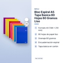 BLOC ESPIRAL A5 TAPA BASICA 80 HOJAS 60 GRAMOS LISO - características principales