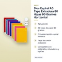 BLOC ESPIRAL A5 TAPA EXTRADURA 80 HOJAS 90 GRAMOS HORIZONTAL - características principales