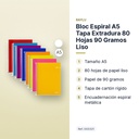 BLOC ESPIRAL A5 TAPA EXTRADURA 80 HOJAS 90 GRAMOS LISO - características principales