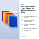 BLOC ESPIRAL FOLIO TAPA BASICA 80 HOJAS 60 GRAMOS LISO - características principales