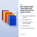 BLOC ESPIRAL FOLIO TAPA BASICA 80 HOJAS 60 GRAMOS PAUTA 2,5MM - características principales