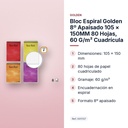 BLOC ESPIRAL GOLDEN 8º APAISADO 105 × 150MM 80 HOJAS, 60 G/M² CUADRÍCULA - características principales