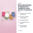 BLOC ESPIRAL GOLDEN 8º NATURAL 105 × 155MM 80 HOJAS, 60 G/M² CUADRÍCULA - características principales